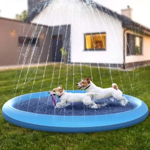 100cm Pet Sprinkler Splash Pad For Dogs Cooling Mat Inflatable Dog Water Park Bathtub