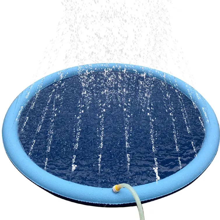 100cm Pet Sprinkler Splash Pad For Dogs Cooling Mat Inflatable Dog Water Park Bathtub