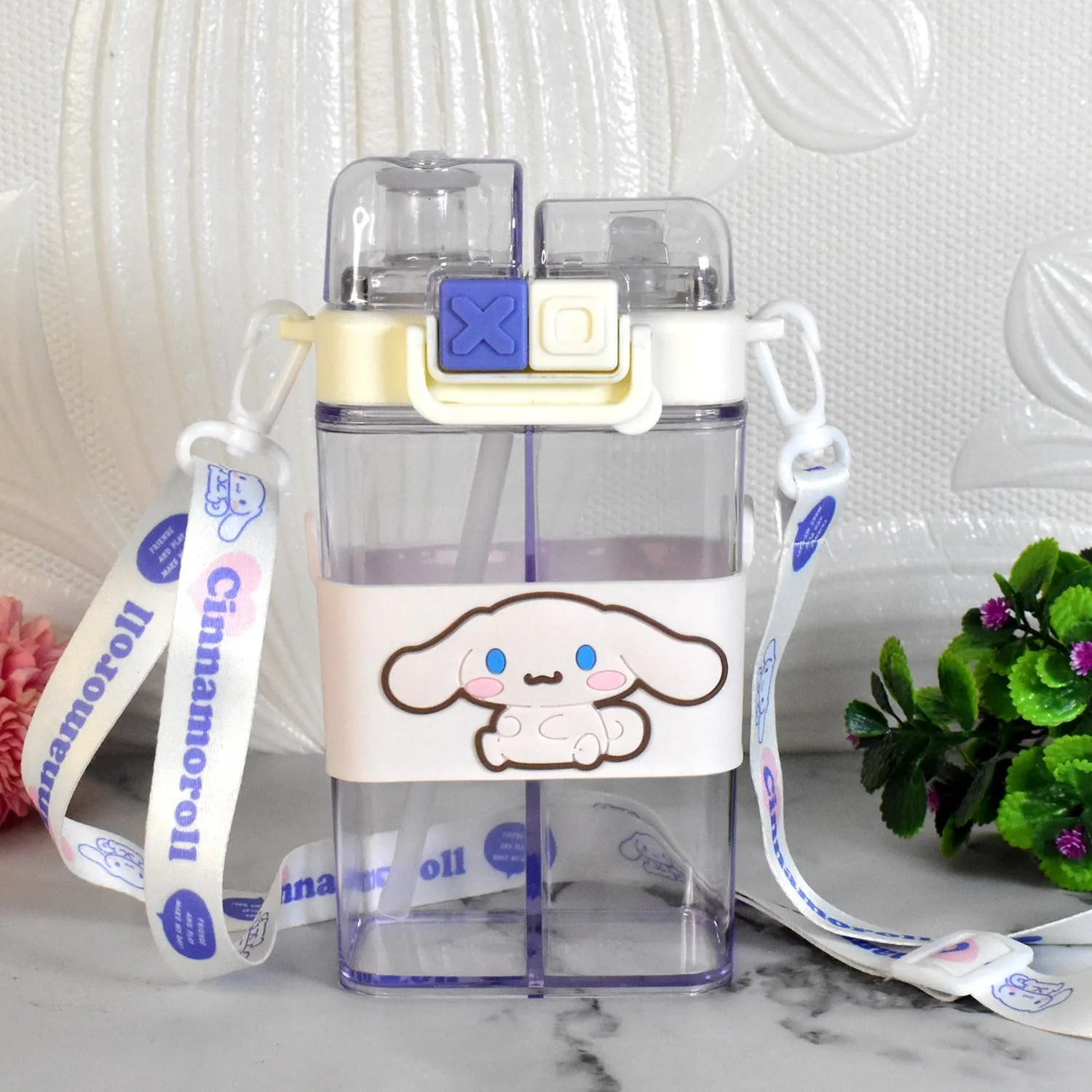 2in1 Dual Compartment Water Bottle With Straw Shoulder Straps