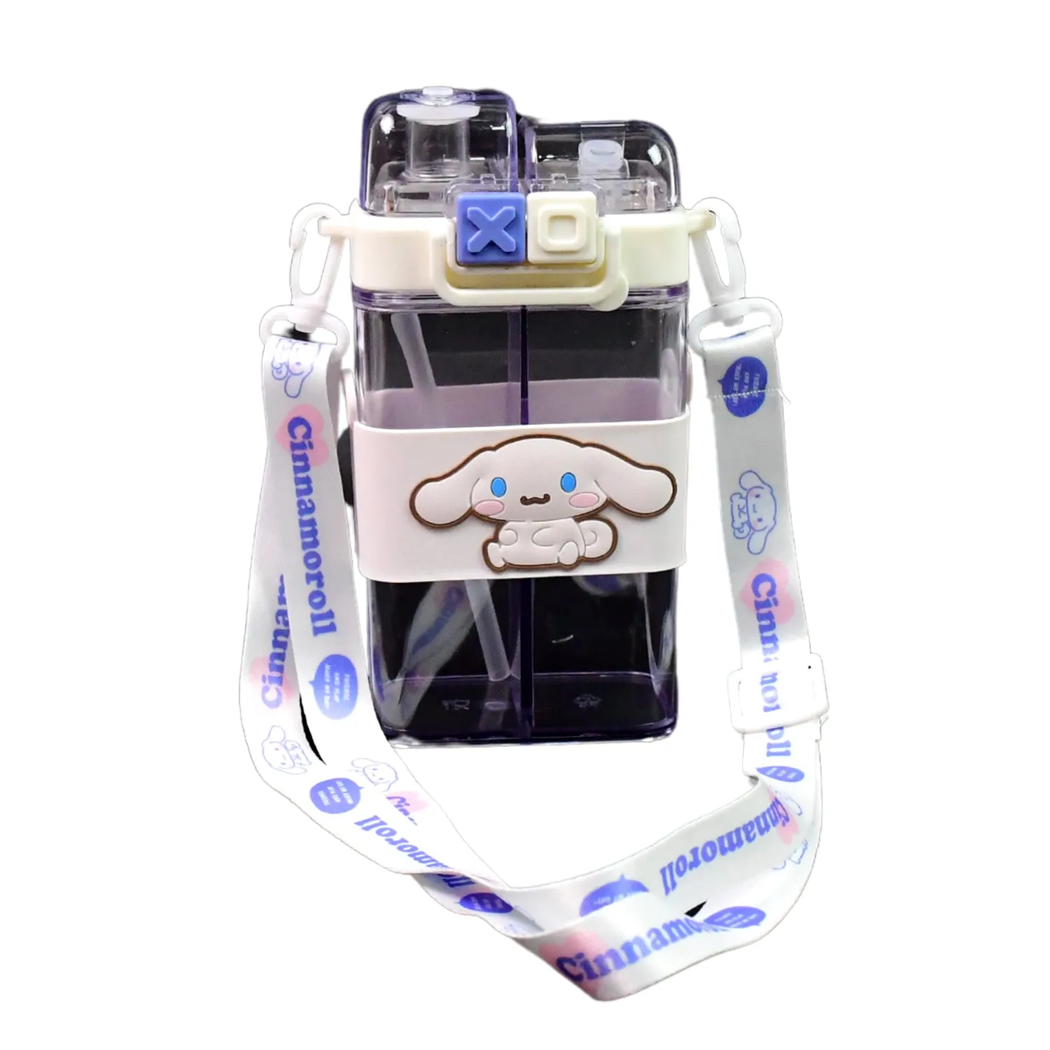 2in1 Dual Compartment Water Bottle With Straw Shoulder Straps