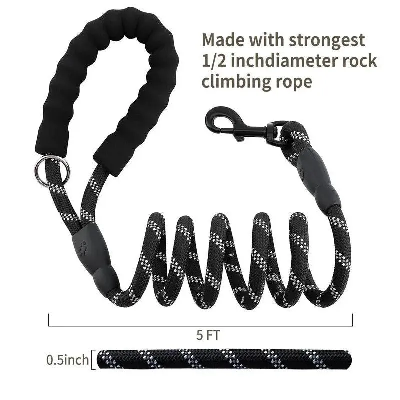 5 FT Heavy-Duty Leash with Reflective Threads