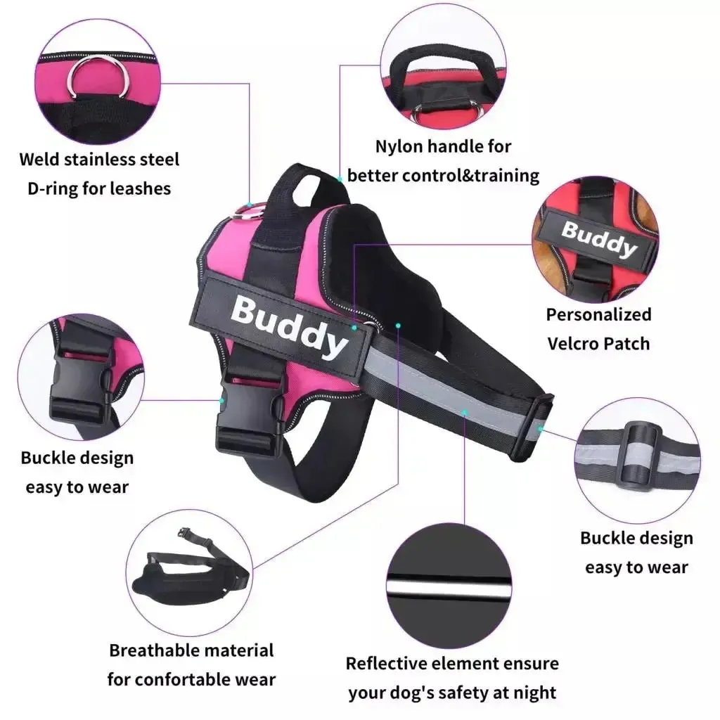 Anniepaw Reflective No-Pull Personalized Dog Harness Breathable Vest for Outdoor Activities Training for All Dog Sizes