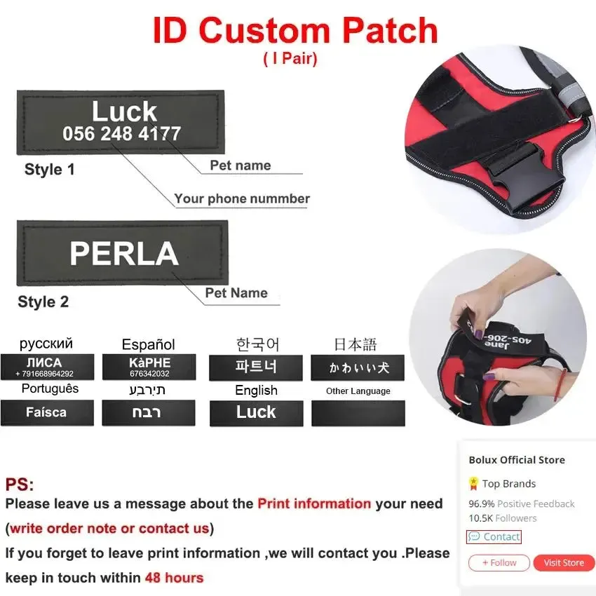 Anniepaw Reflective No-Pull Personalized Dog Harness Breathable Vest for Outdoor Activities Training for All Dog Sizes