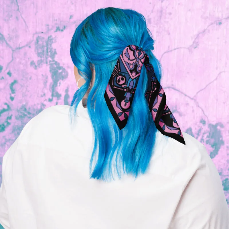 Dancing Skeleton Bandana - Pink, Turquoise,   Black