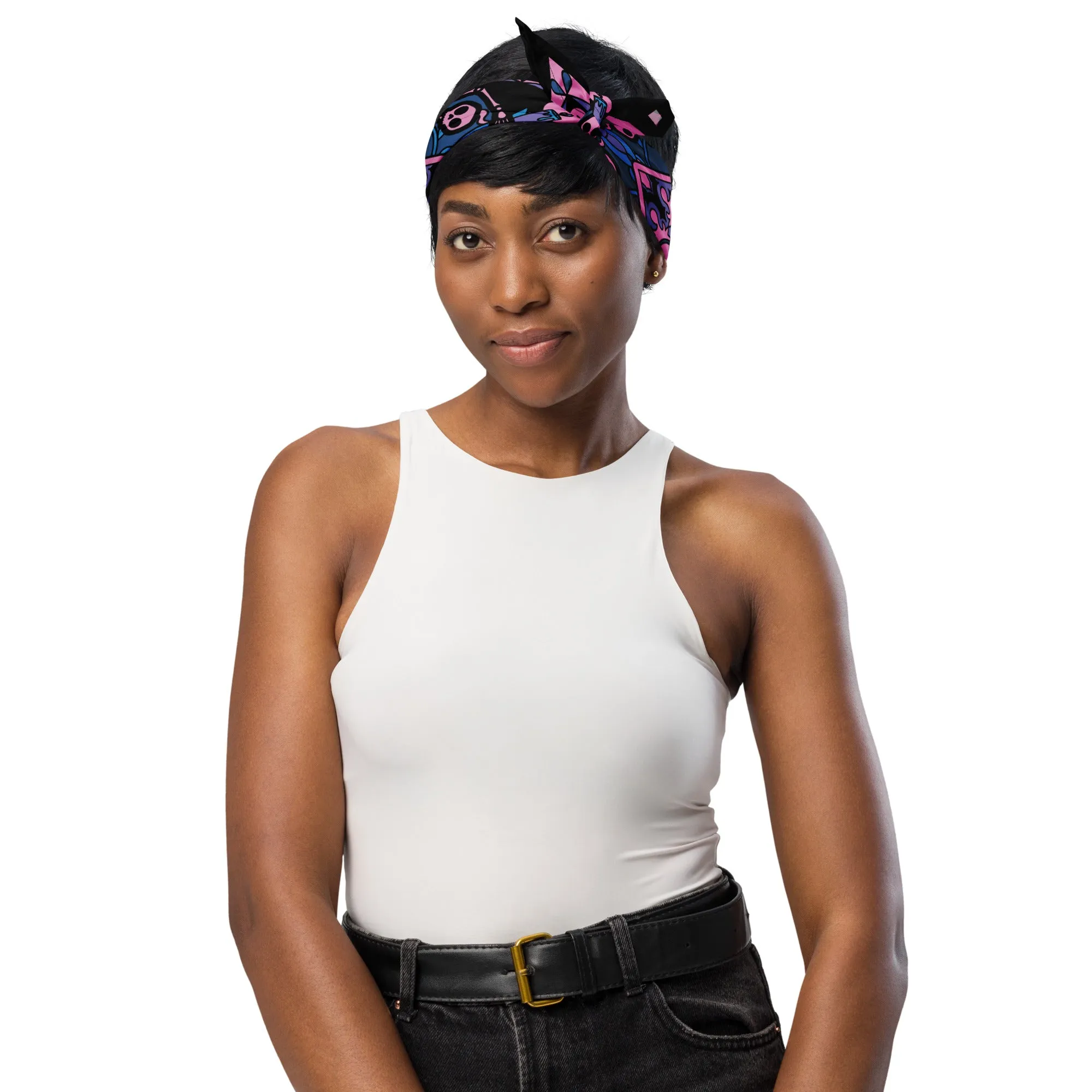 Dancing Skeleton Bandana - Pink, Turquoise,   Black