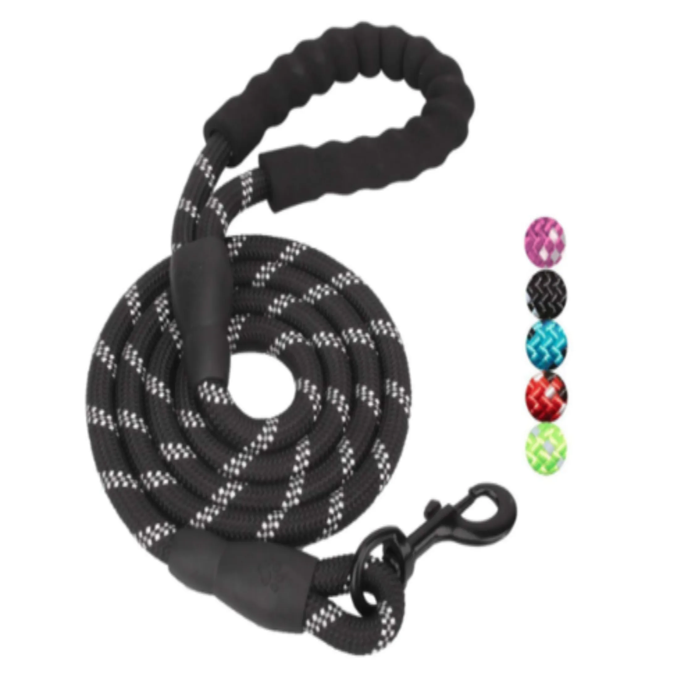 Dog Leash with Padded Handle and Reflective Threads