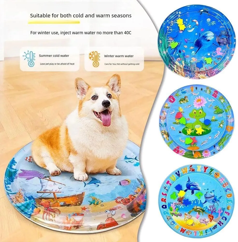 NEW 1 PCS Inflatable Pat Pad Baby Pets Pat Pad PVC Marine Animal Water Pad Inflatable Baby Pad Toy Crawling Water Toy Water, 40-inch Diameter
