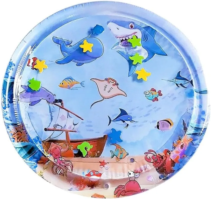 NEW 1 PCS Inflatable Pat Pad Baby Pets Pat Pad PVC Marine Animal Water Pad Inflatable Baby Pad Toy Crawling Water Toy Water, 40-inch Diameter