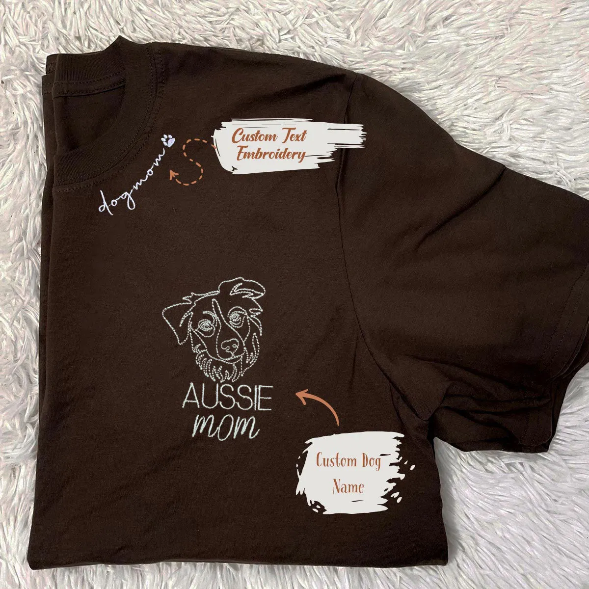 Personalized Australian Shepherd Dog Mom Shirt Embroidered Collar , Custom Shirt with Dog Name, Best Gifts For Australian Shepherd Owners