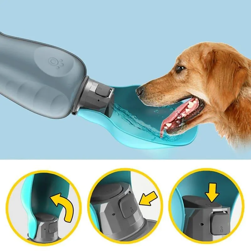 Portable Pet Water Bottle with Leaf Design - 800ml Travel Dog Bowl for Dogs and Cats