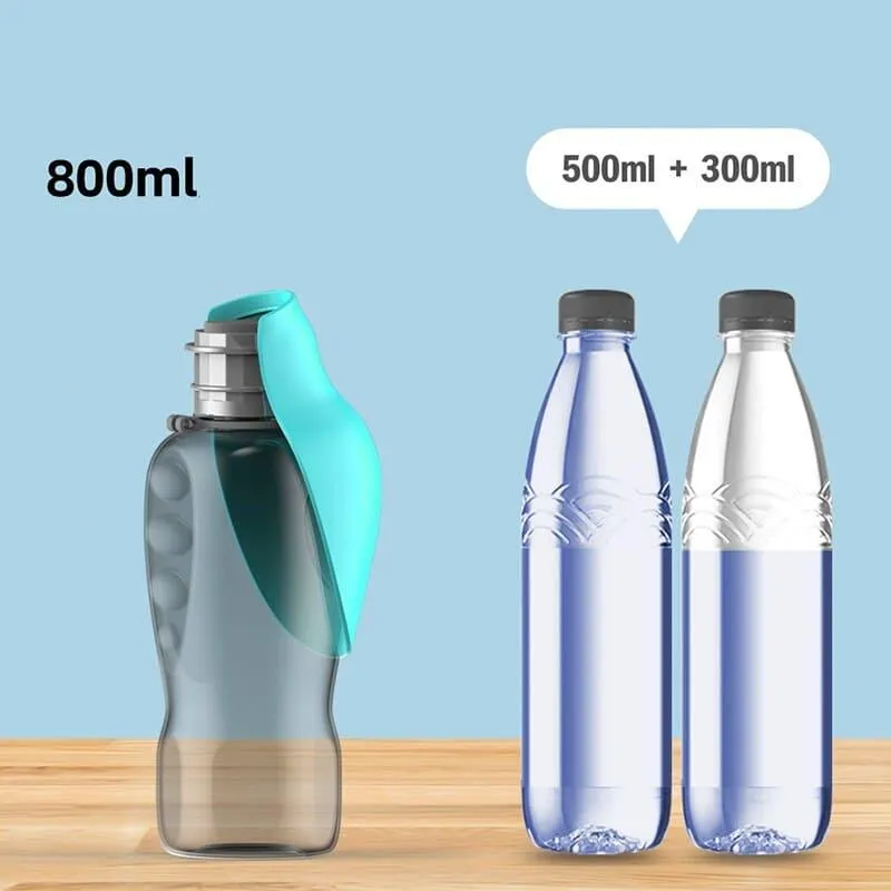 Portable Pet Water Bottle with Leaf Design - 800ml Travel Dog Bowl for Dogs and Cats