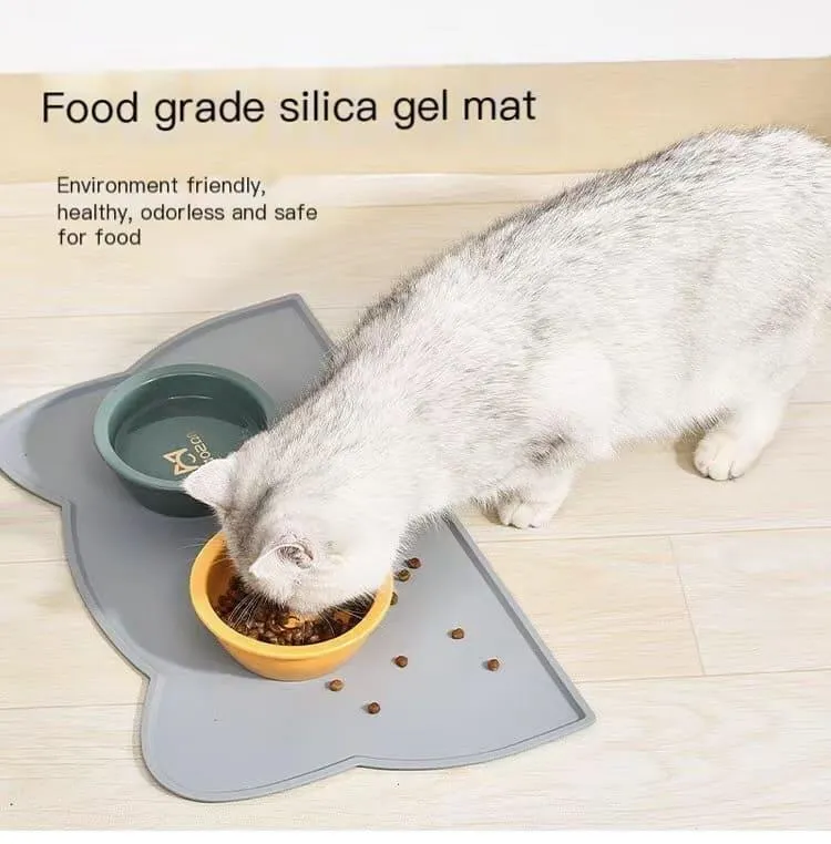 Portable Waterproof Silicone Pet Food Pad - Non-Slip Feeding Mat for Cats and Dogs