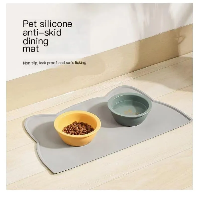 Portable Waterproof Silicone Pet Food Pad - Non-Slip Feeding Mat for Cats and Dogs