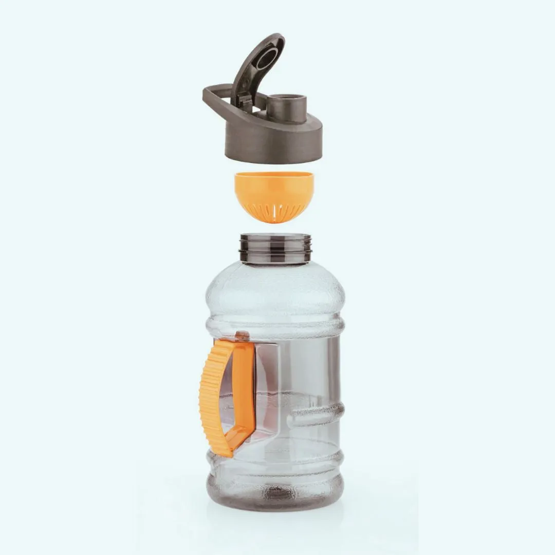 Stylish Gym Water Bottle 1.5 Ltr | Gallon Style Bottle with Mixing Ball & Strainer