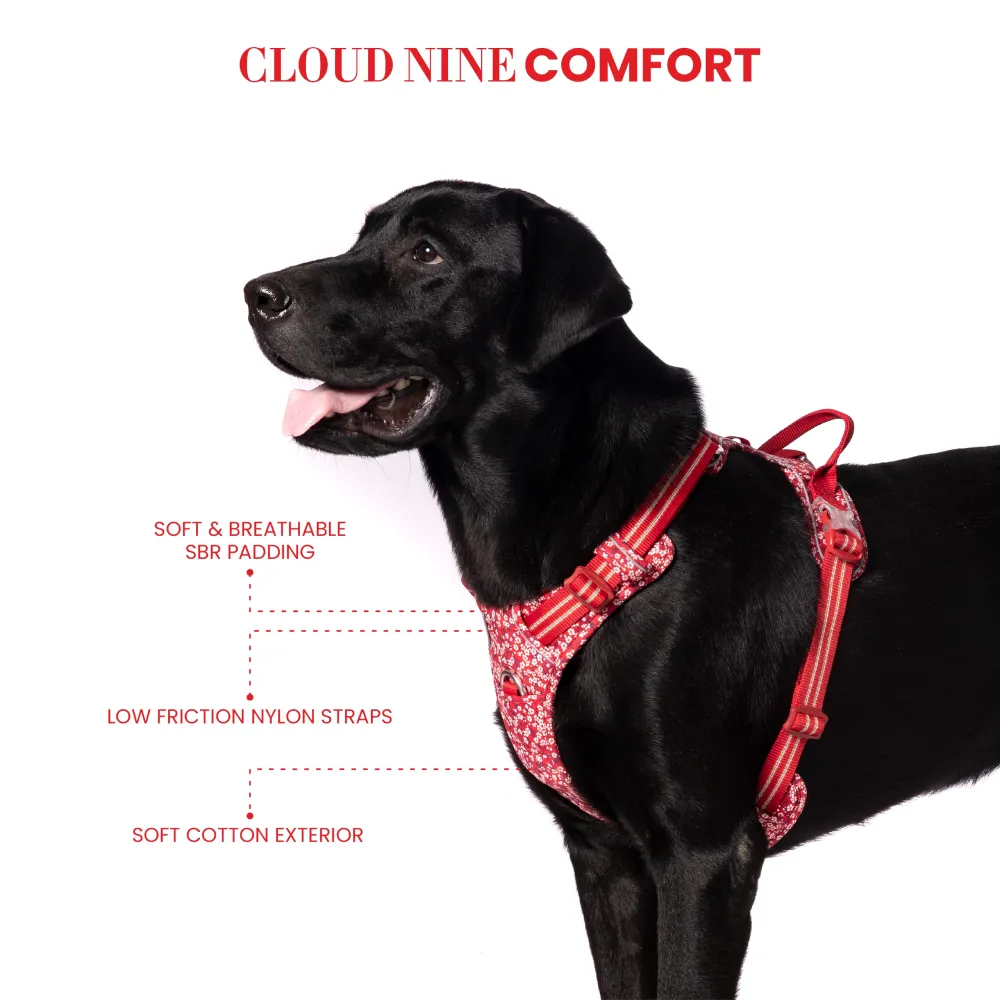 Truelove Floral No Pull Pet Harness for Dogs (Poppy Red)