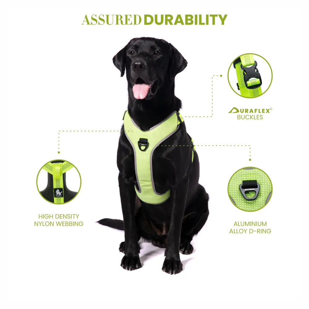 Truelove Harness with Reflective Fabric for Dogs (Neon Yellow)